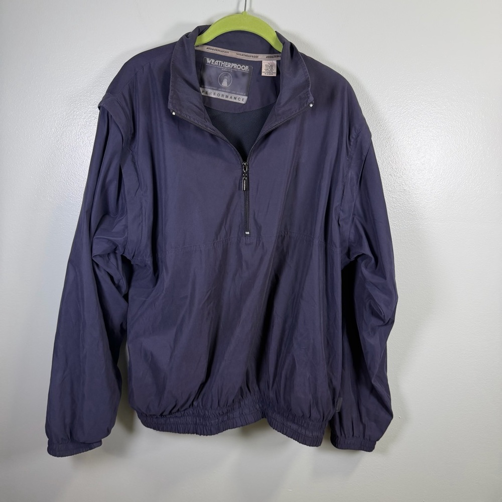 Weatherproof Performance Navy Jacket with Zip Away Sleeves Sz Large